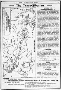 Kaart van de Trans-Siberische spoorweg, geproduceerd door J. Bartholomew und Co.